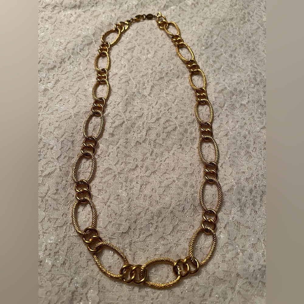 Napier/vintage gold and brushed gold necklace, 24” long